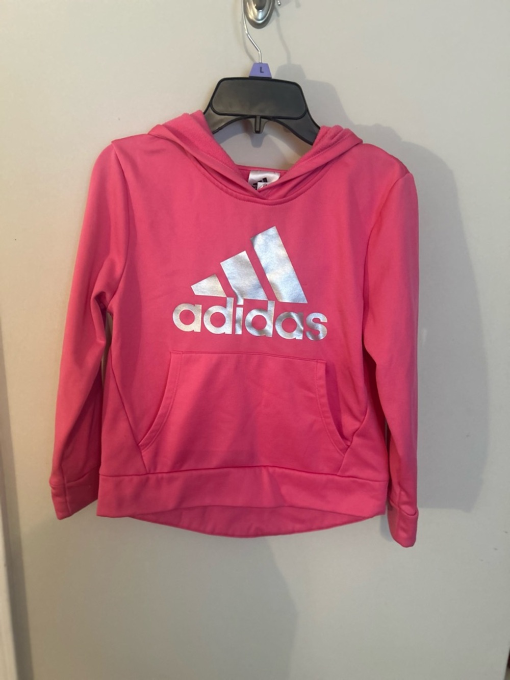 adidas Pink Hooded Logo Sweatshirt for Kids